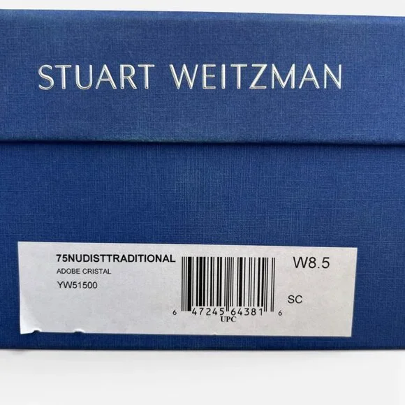 STUART WEITZMAN Nudist 75 Sandals Nude Heel 8.5 w/ Box Dustbag Classic - Picture 11 of 15